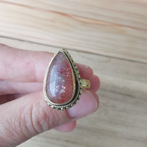 Premium Brass Statement Ring Sunstone