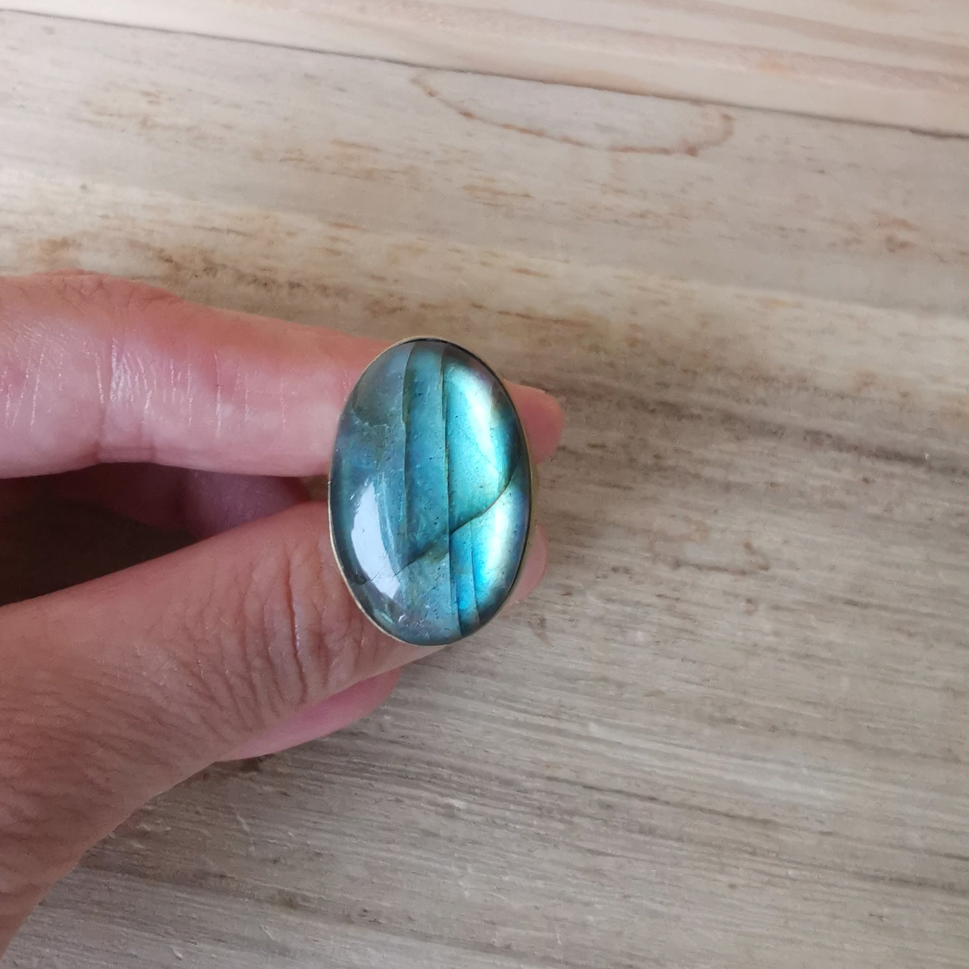 Premium Brass Statement Ring Labradorite LABR05