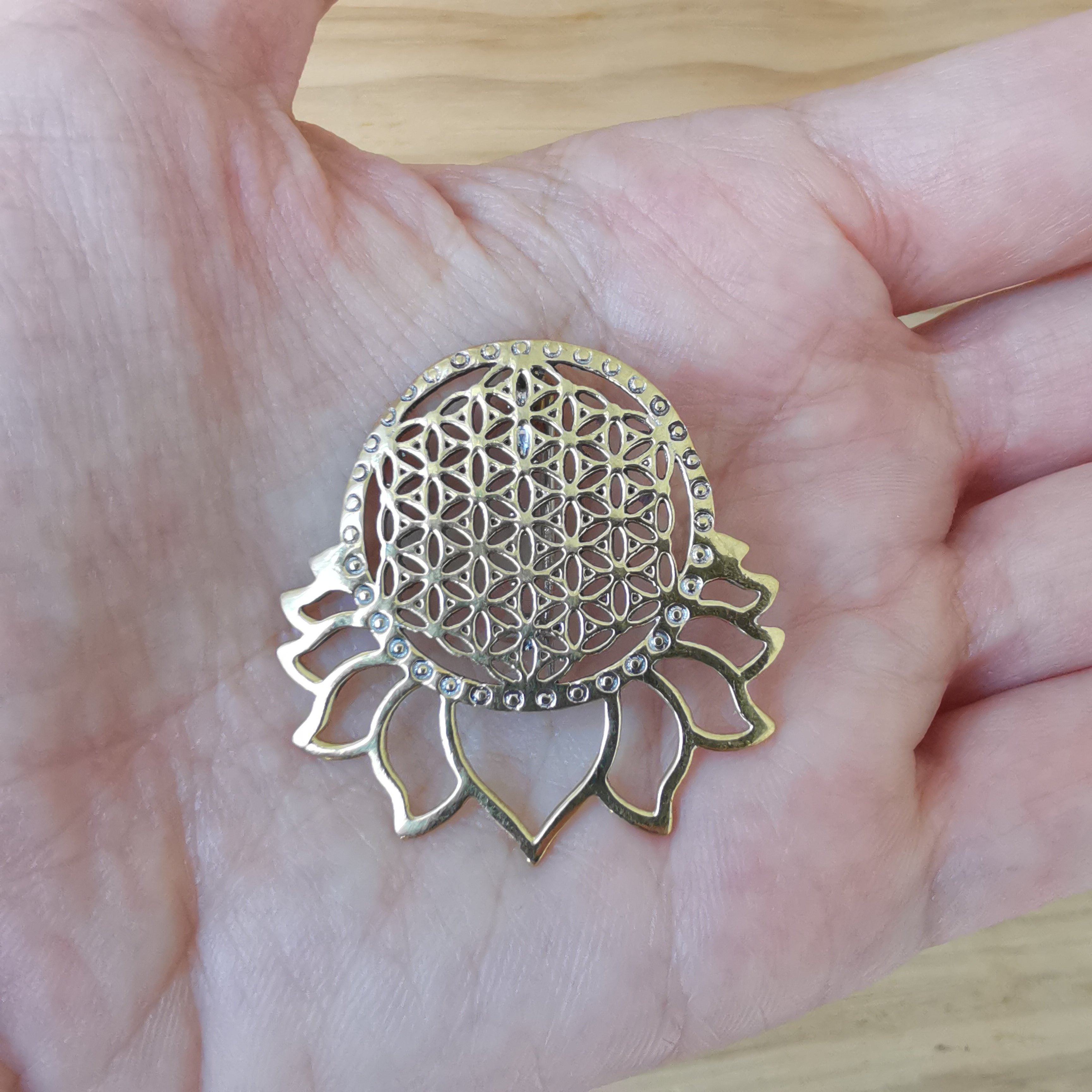Premium Brass Brooch Flower of Life Lotus