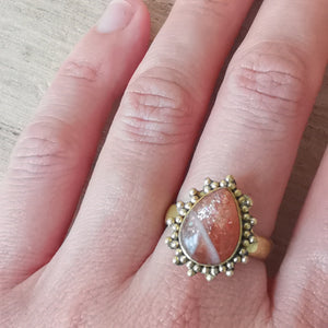 Premium Brass Statement Ring Sunstone