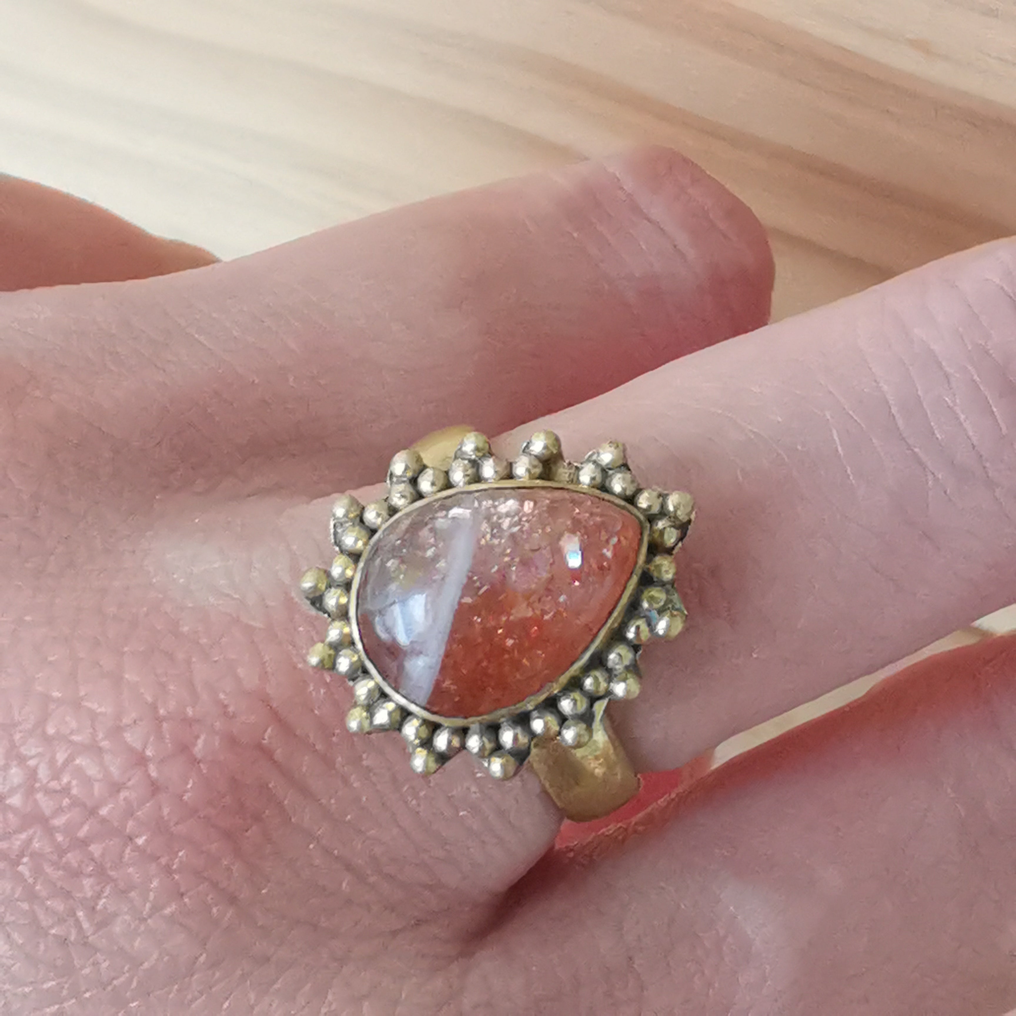 Premium Brass Statement Ring Sunstone