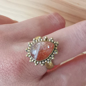 Premium Brass Statement Ring Sunstone