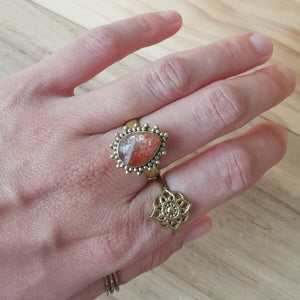 Premium Brass Statement Ring Sunstone
