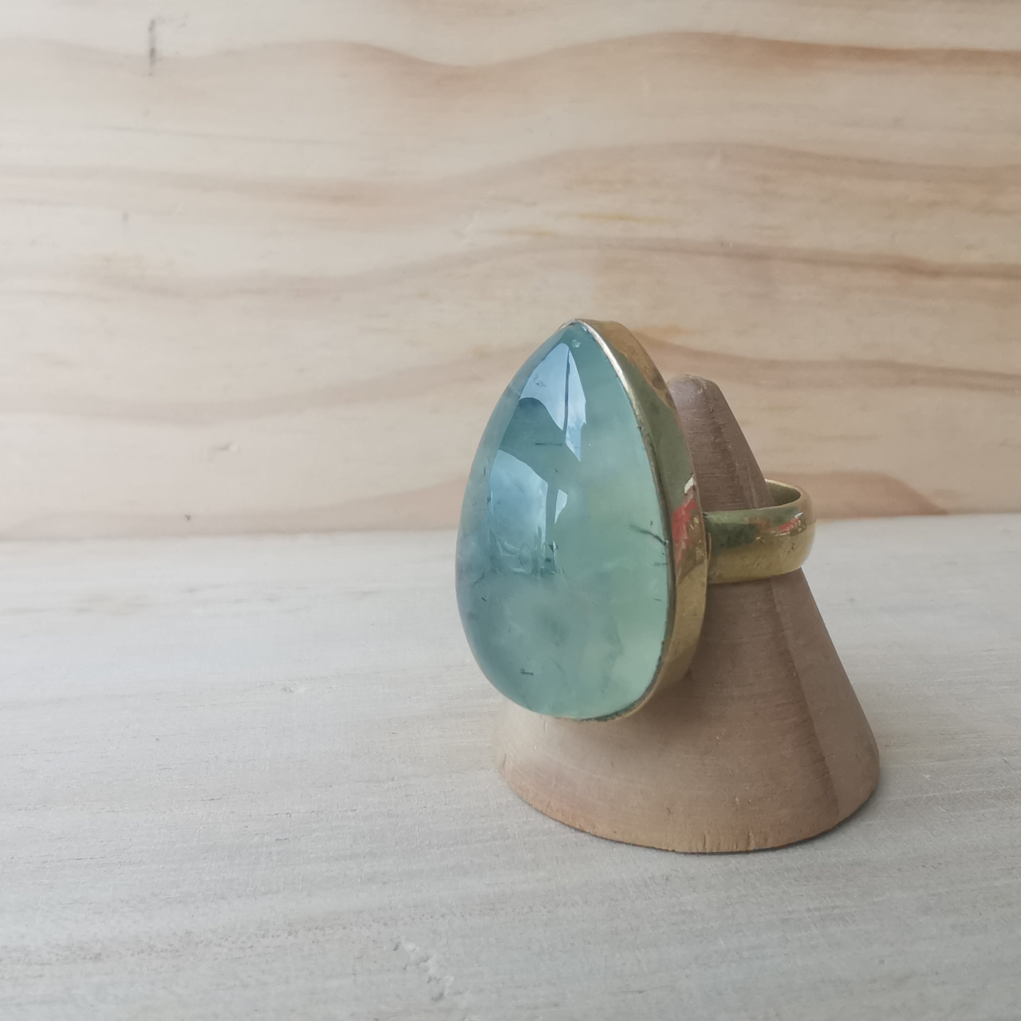 Premium Brass Statement Ring Prehnite PRR05