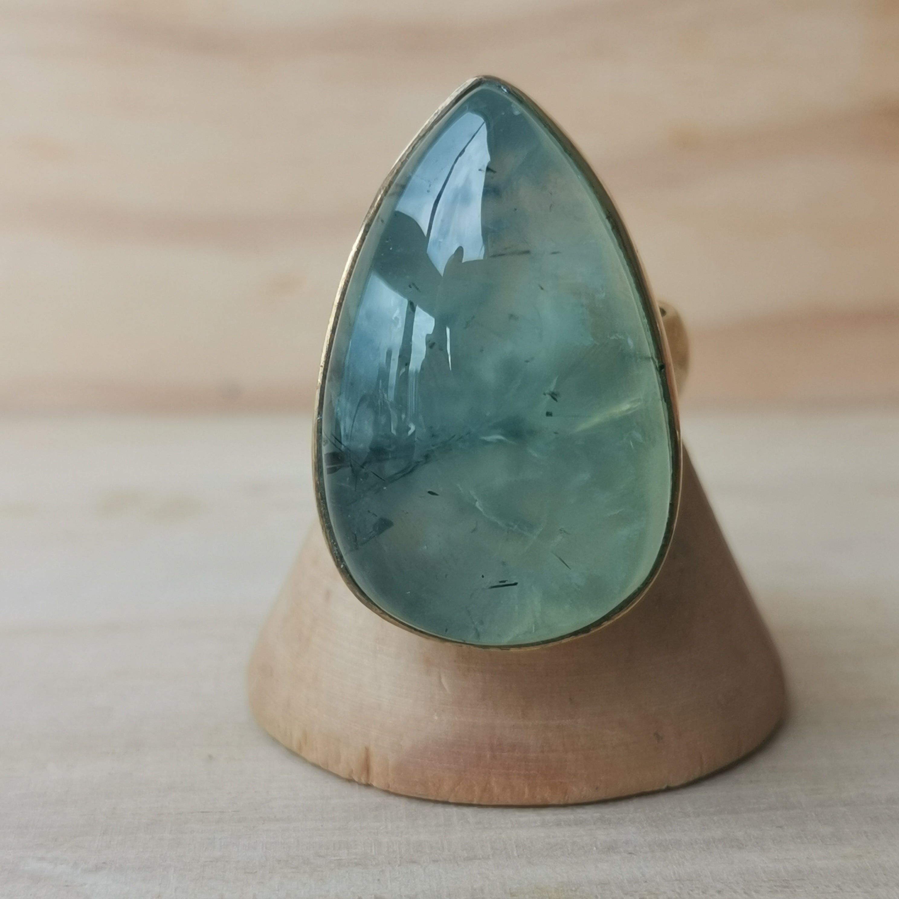 Premium Brass Statement Ring Prehnite PRR05