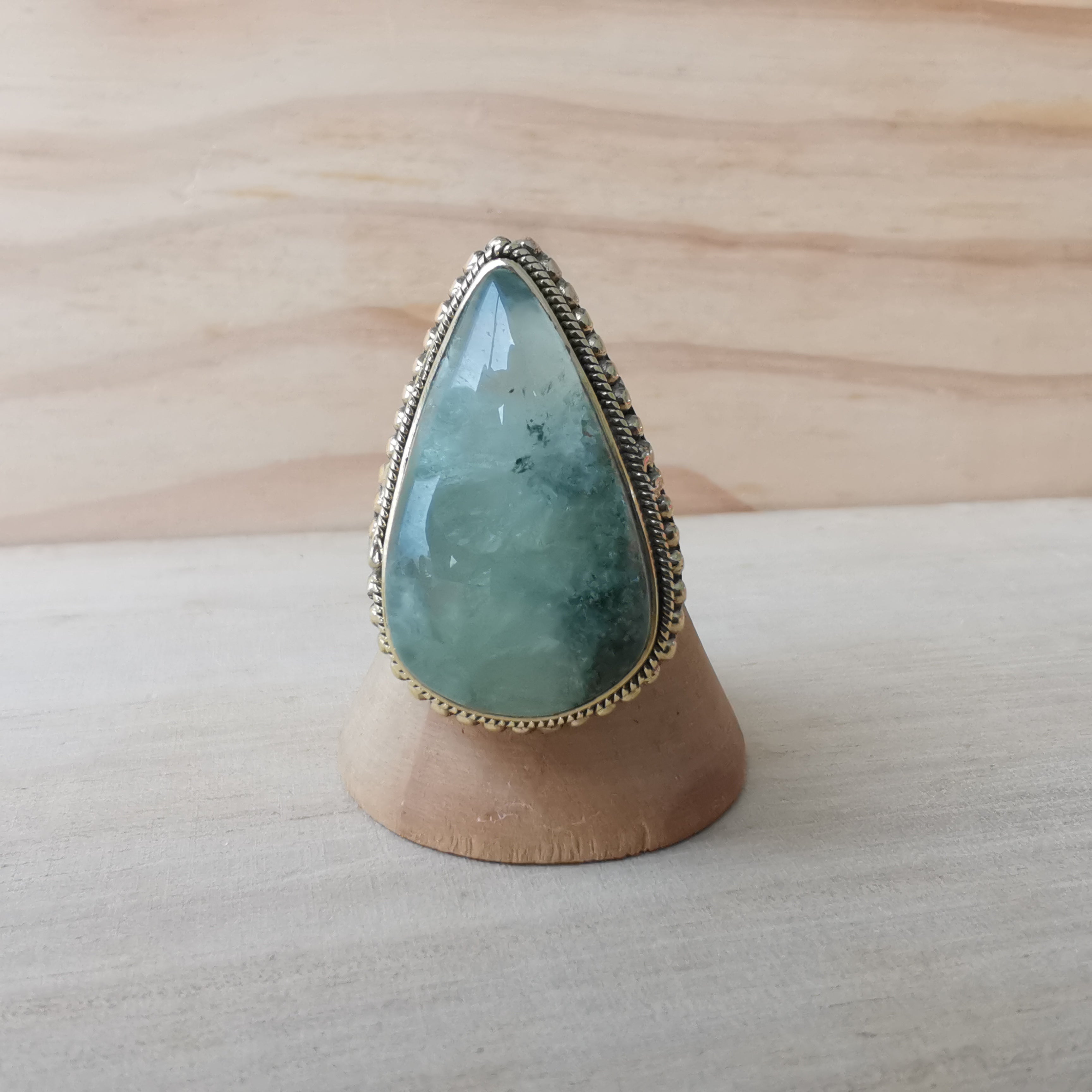 Premium Brass Statement Ring Prehnite PRR04