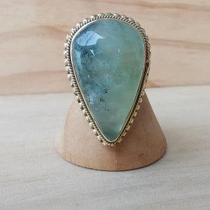 Premium Brass Statement Ring Prehnite PRR04