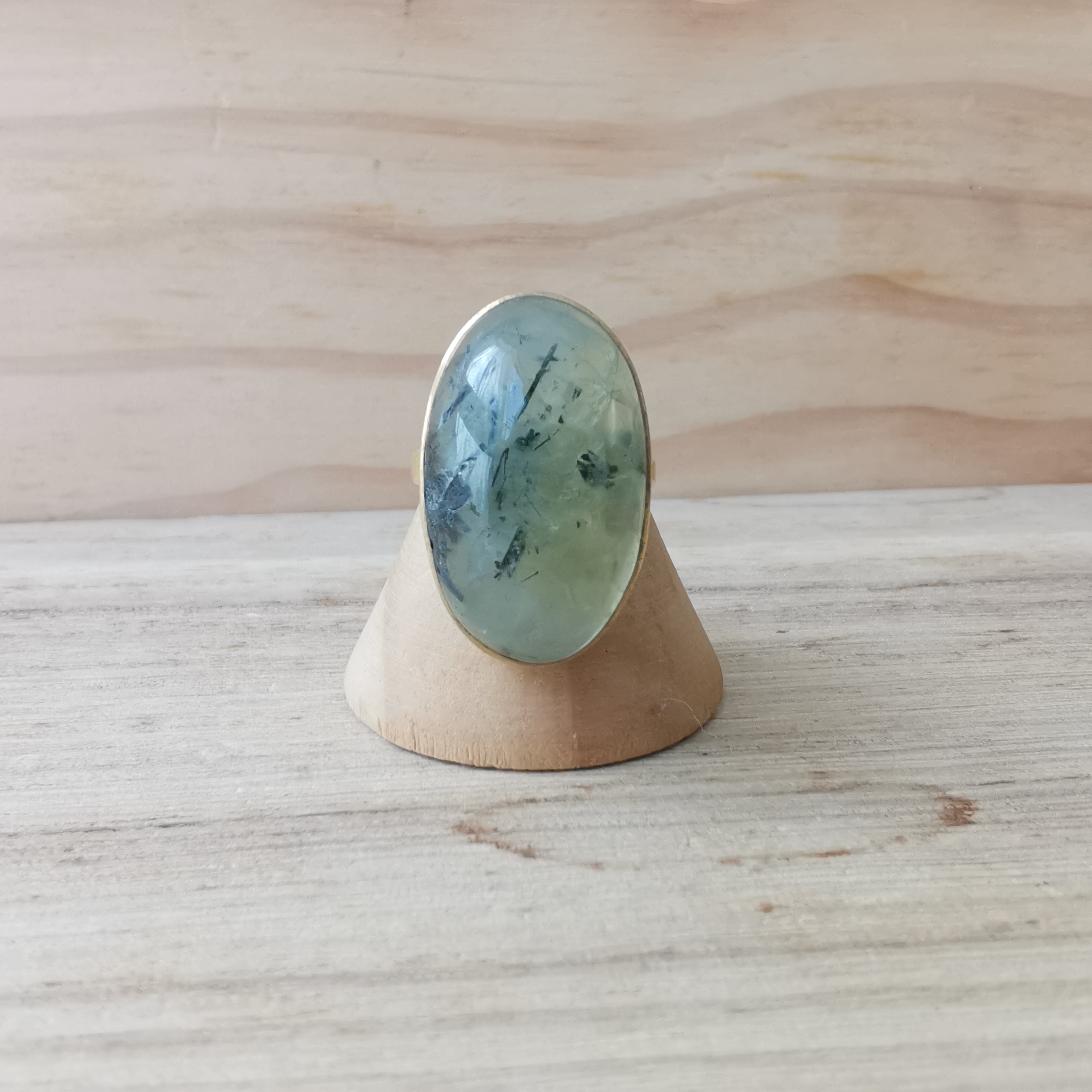 Premium Brass Statement Ring Prehnite PRR02