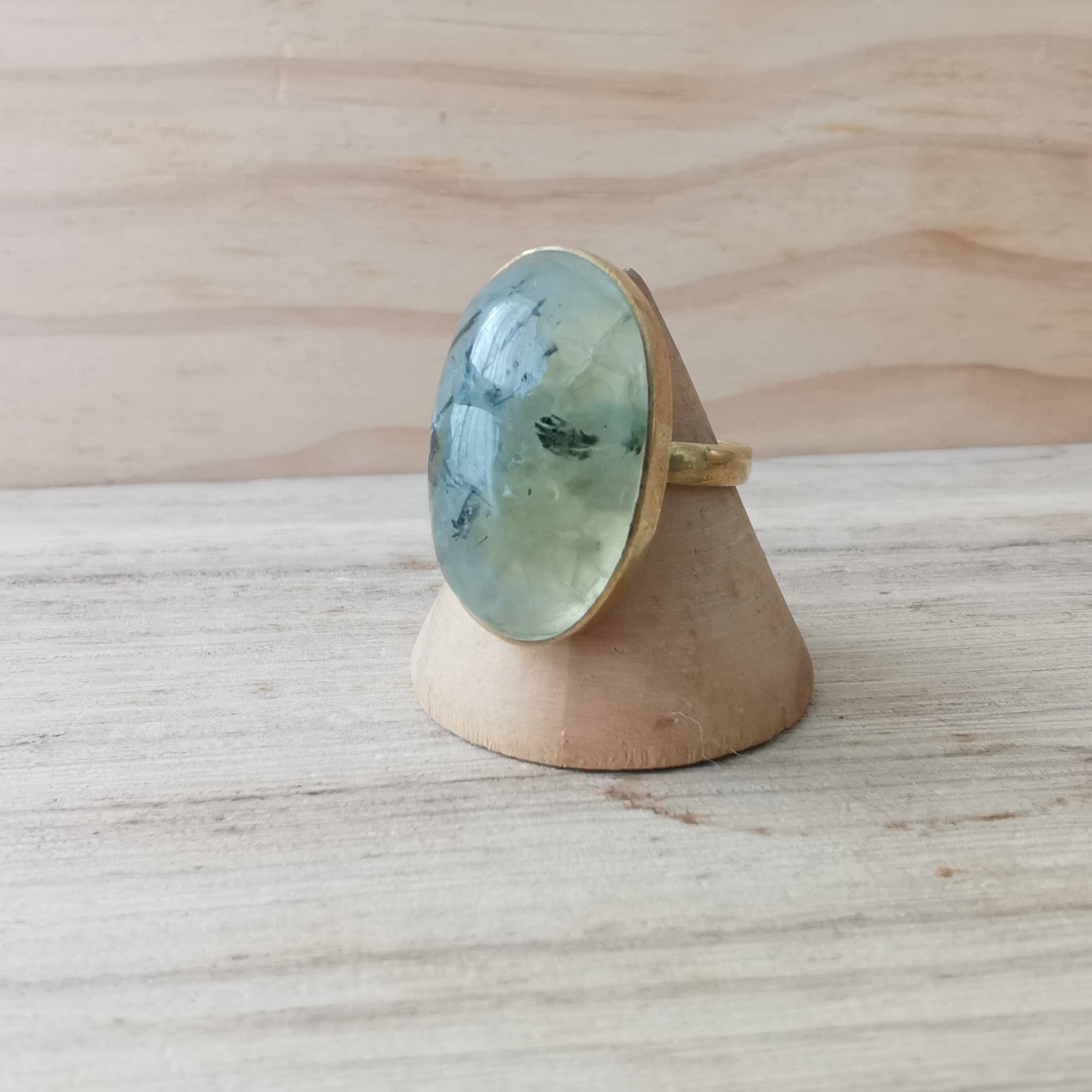 Premium Brass Statement Ring Prehnite PRR02