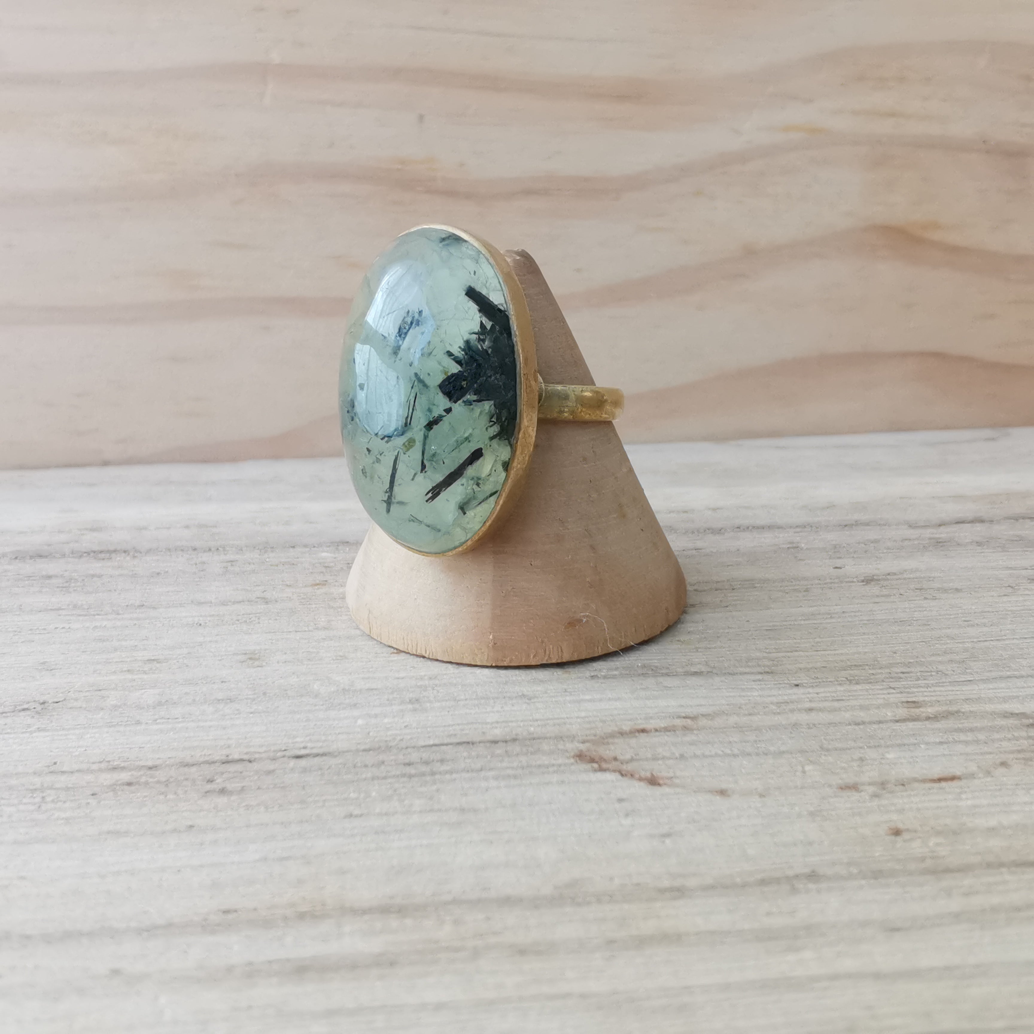 Premium Brass Statement Ring Prehnite PRR02