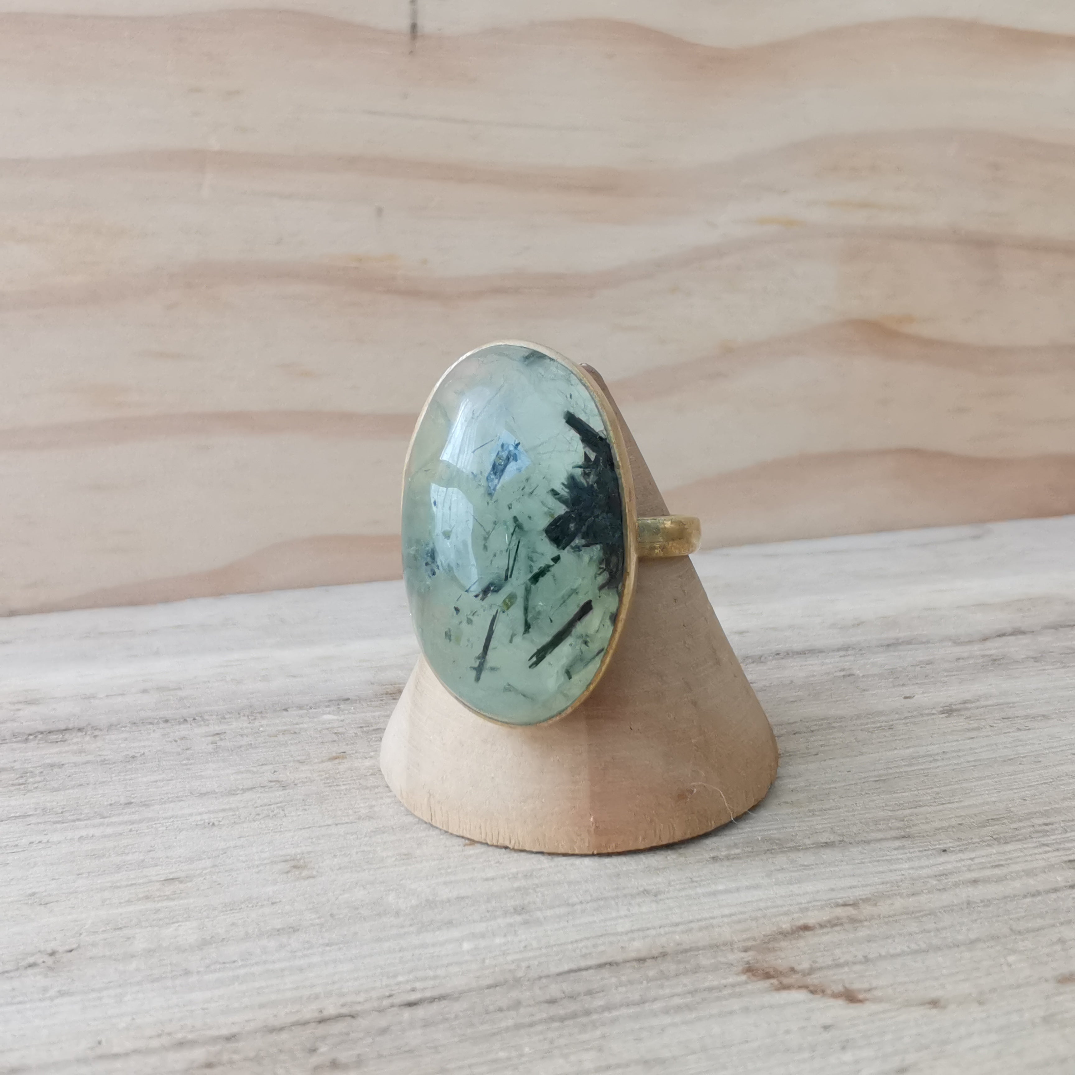 Premium Brass Statement Ring Prehnite PRR02
