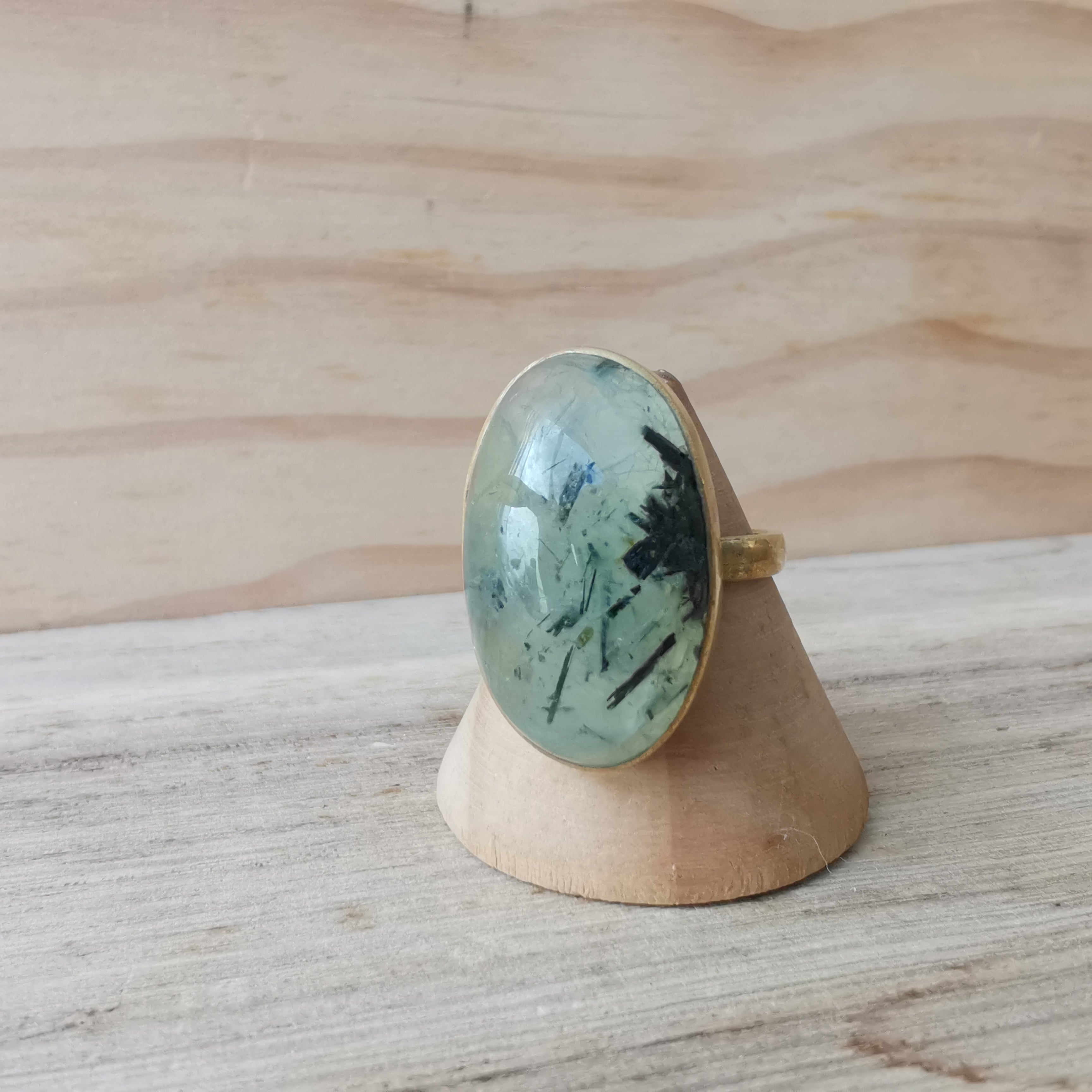 Premium Brass Statement Ring Prehnite PRR02