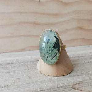 Premium Brass Statement Ring Prehnite PRR02