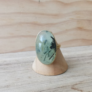 Premium Brass Statement Ring Prehnite PRR02