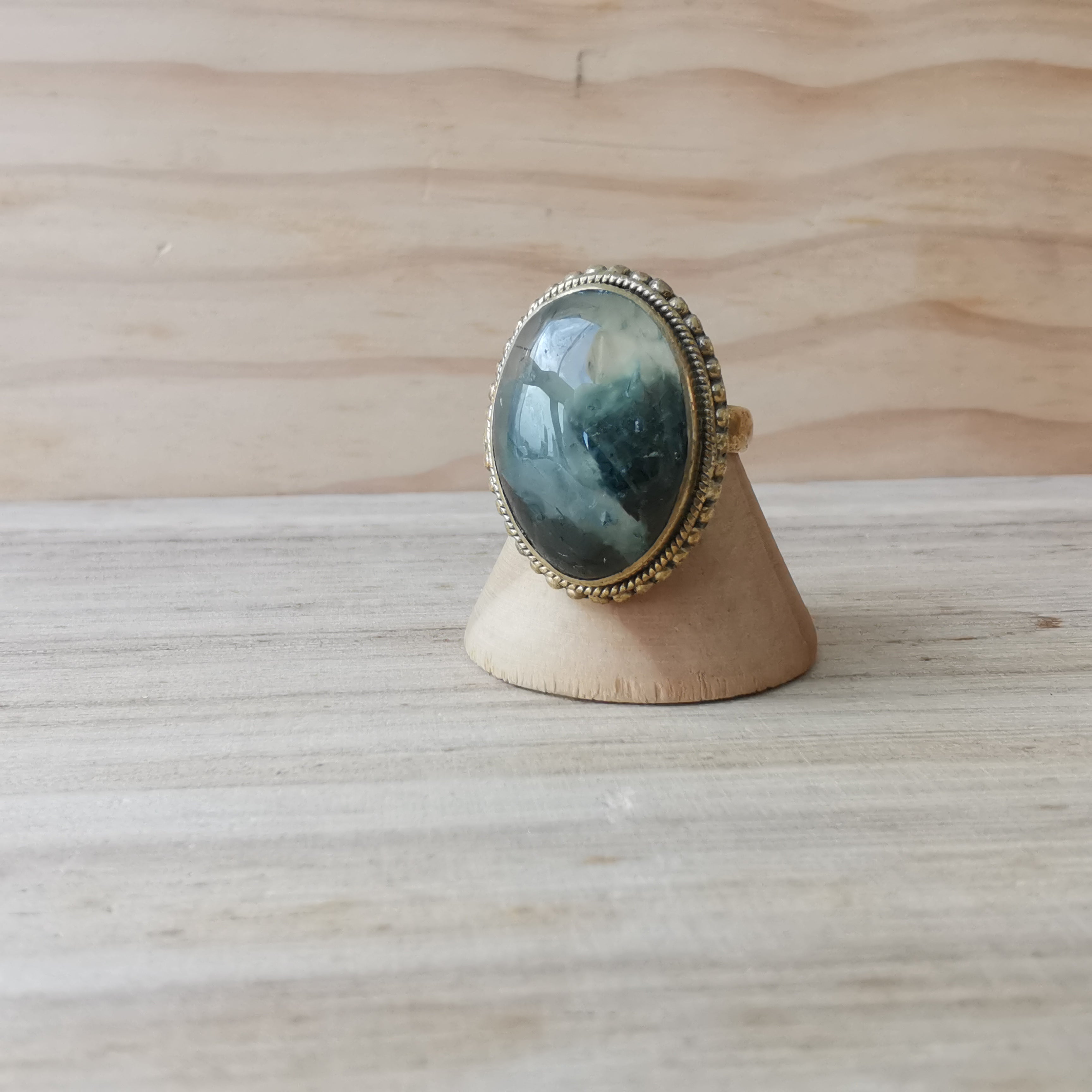 Premium Brass Statement Ring Prehnite PRR01