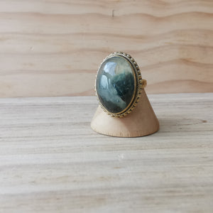 Premium Brass Statement Ring Prehnite PRR01