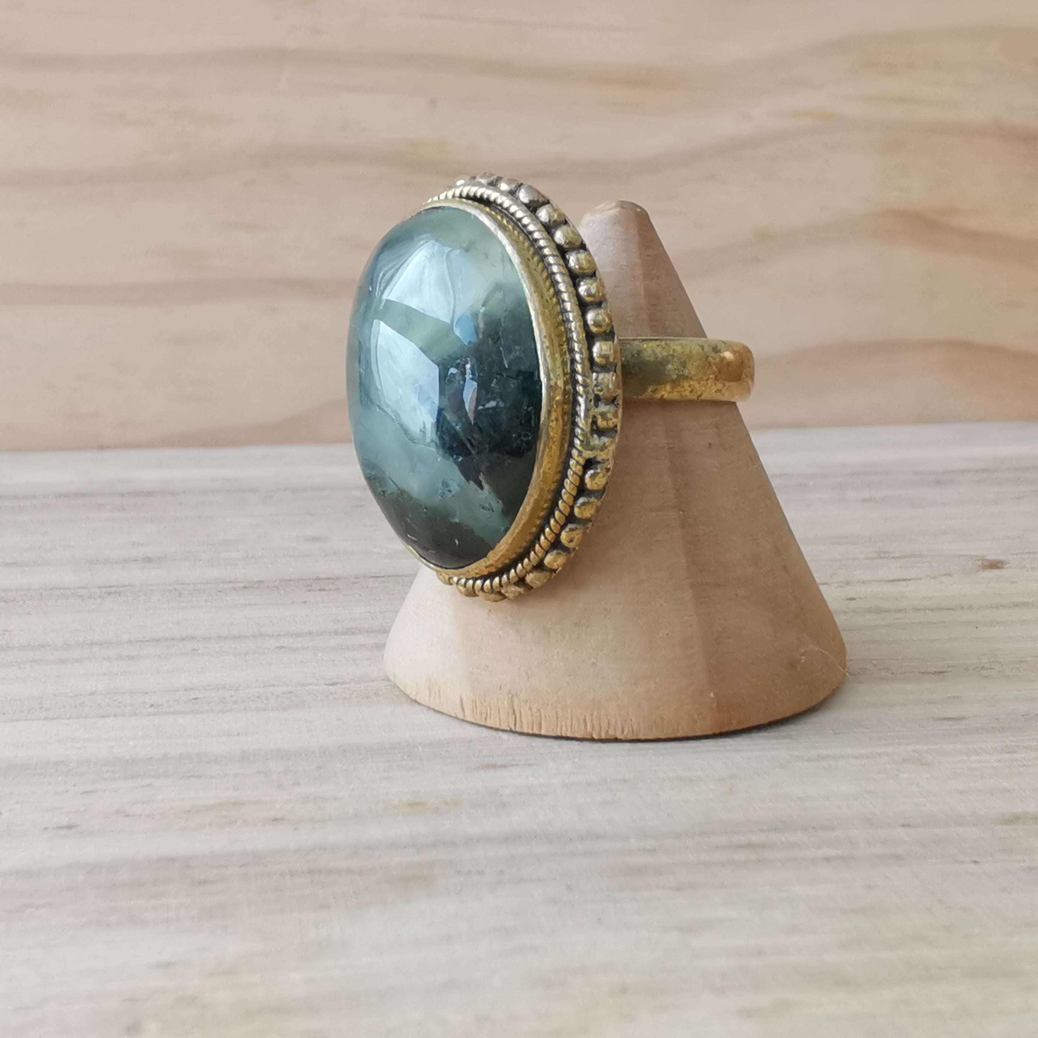 Premium Brass Statement Ring Prehnite PRR01