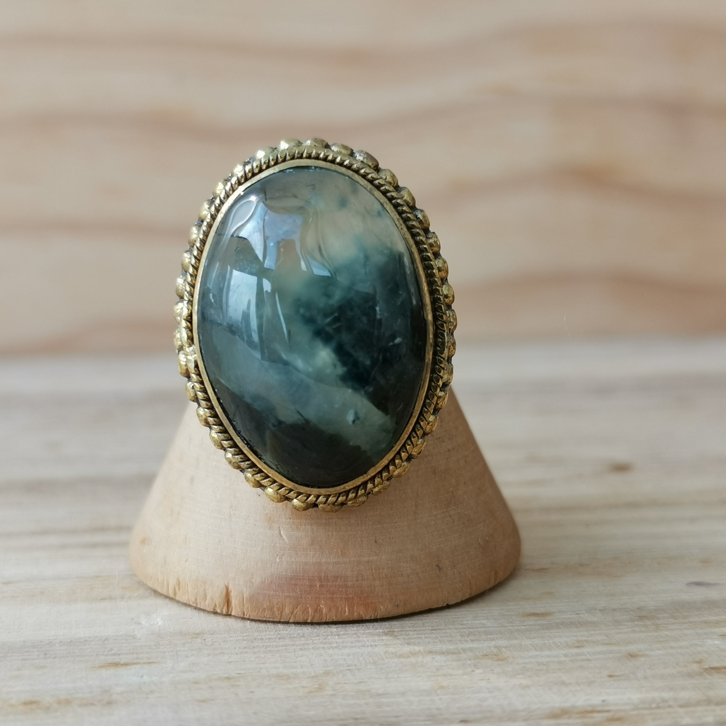 Premium Brass Statement Ring Prehnite PRR01
