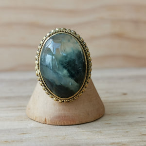 Premium Brass Statement Ring Prehnite PRR01