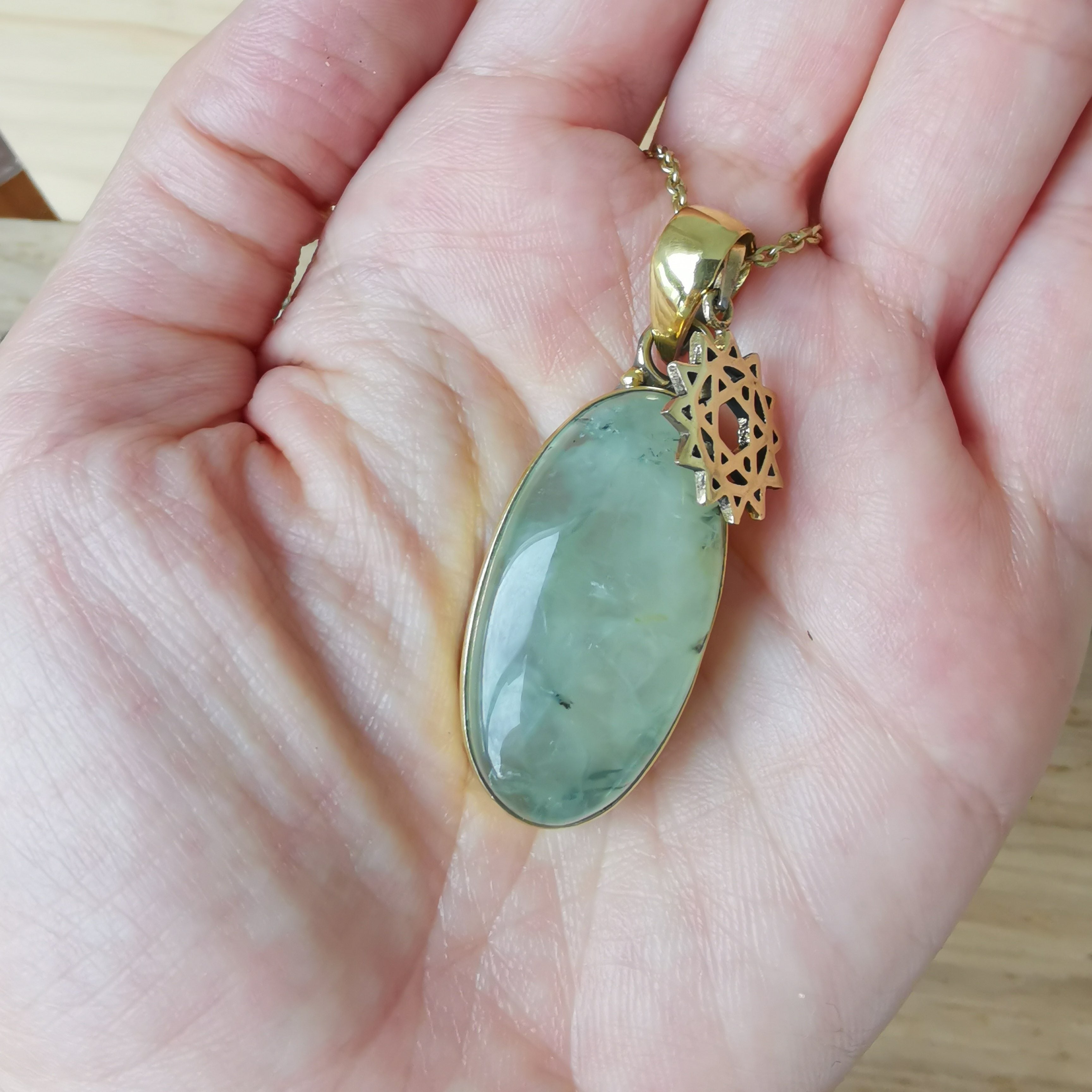Premium Brass Pendant Prehnite PRP05