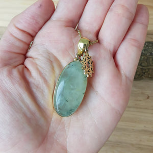 Premium Brass Pendant Prehnite PRP05