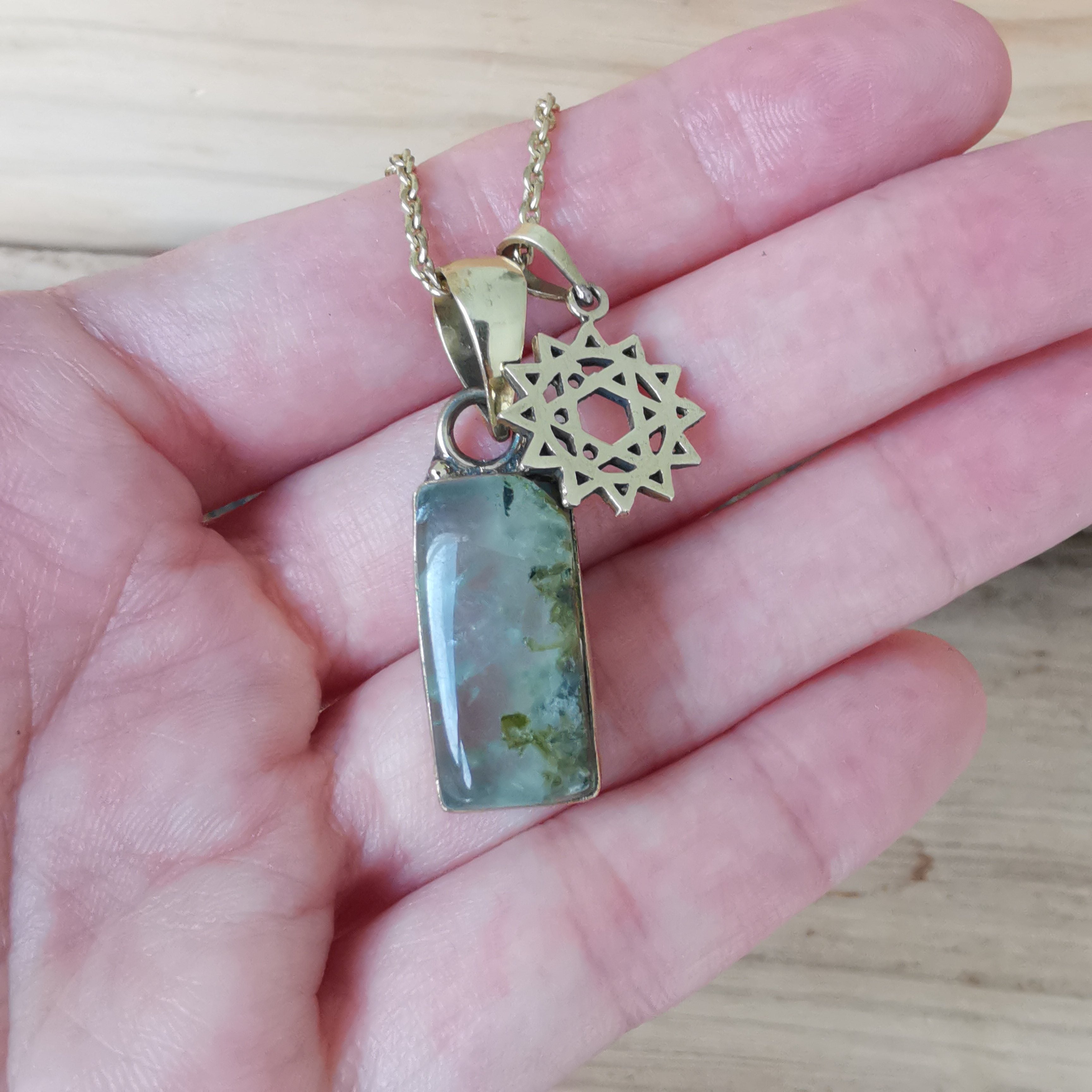 Premium Brass Statement Pendant Prehnite PRP08