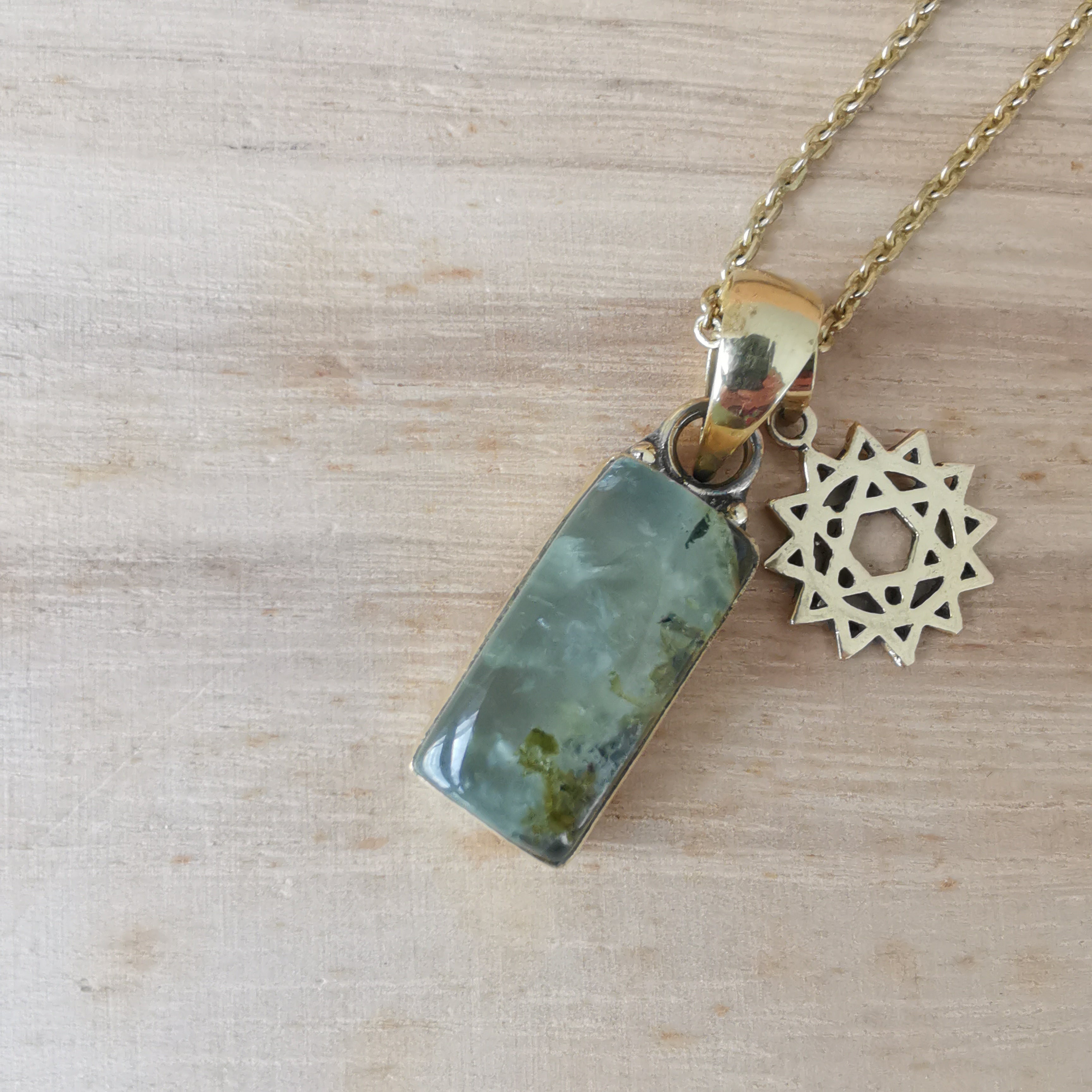 Premium Brass Statement Pendant Prehnite PRP08