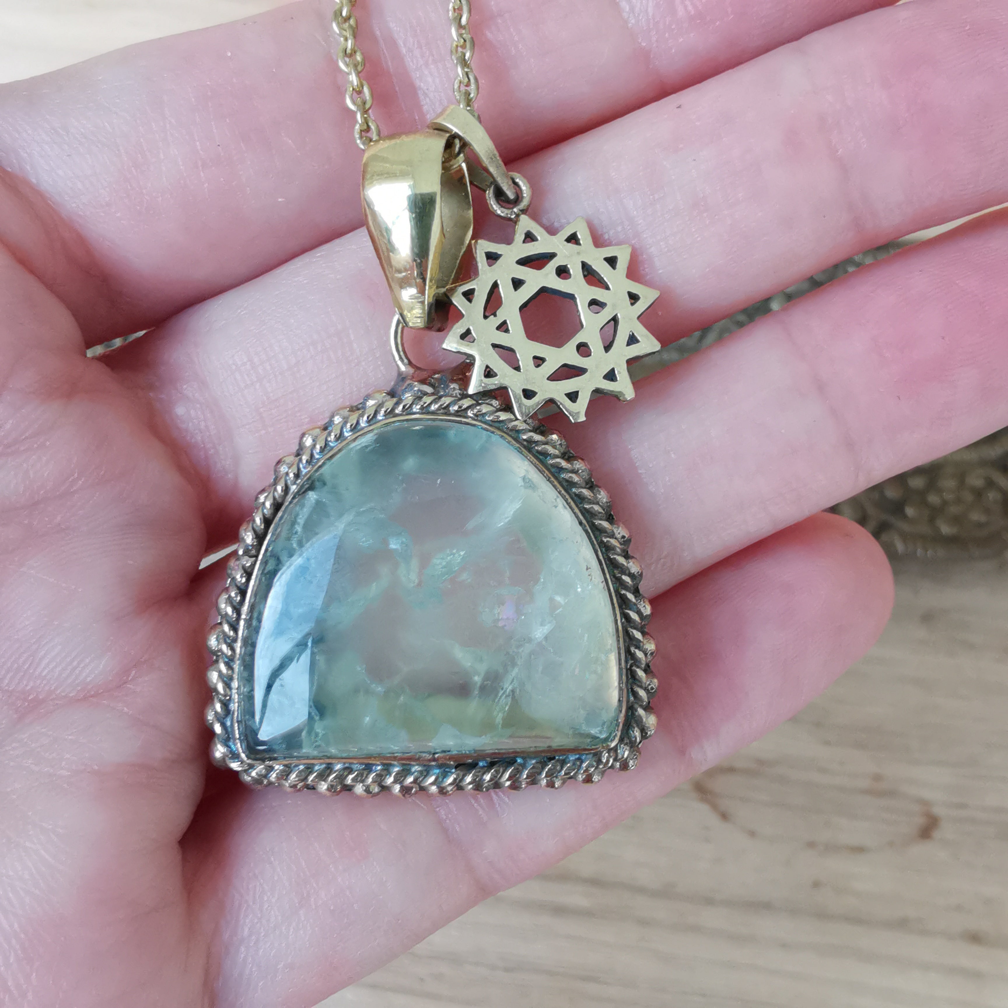 Premium Brass Pendant Prehnite PRP03