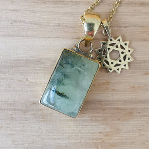 Premium Brass Statement Pendant Prehnite PRP07