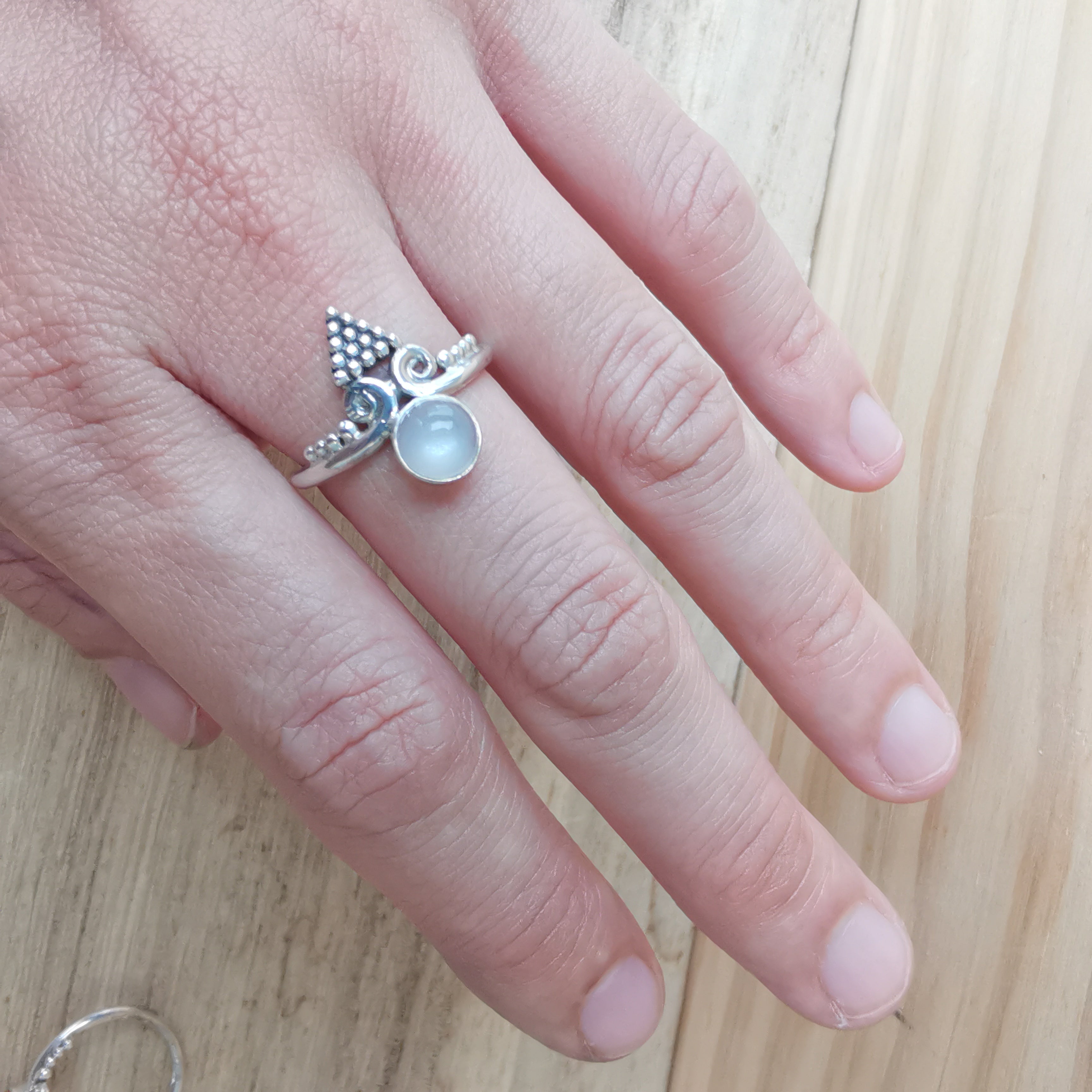 Sterling Silver 925 Dainty Rings Red Onyx & Moonstone