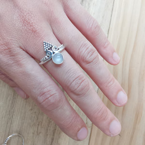 Sterling Silver 925 Dainty Rings Red Onyx & Moonstone