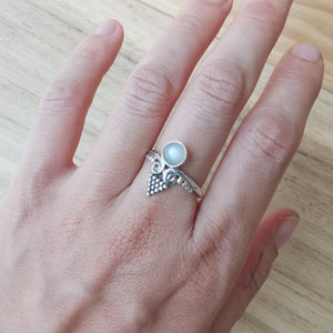 Sterling Silver 925 Dainty Rings Red Onyx & Moonstone