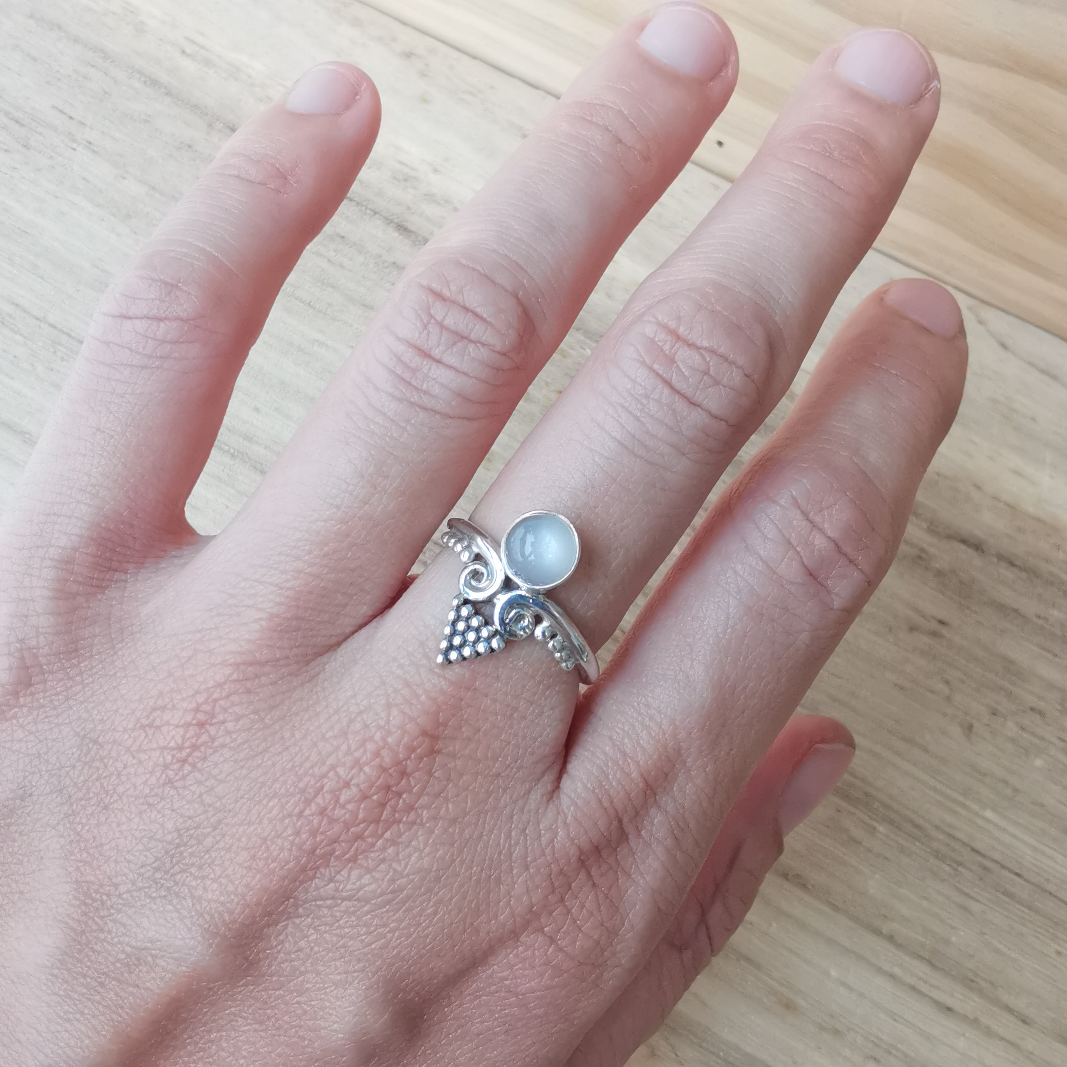 Sterling Silver 925 Dainty Rings Red Onyx & Moonstone