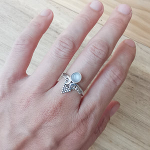 Sterling Silver 925 Dainty Rings Red Onyx & Moonstone