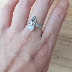 Sterling Silver 925 Dainty Rings Red Onyx & Moonstone