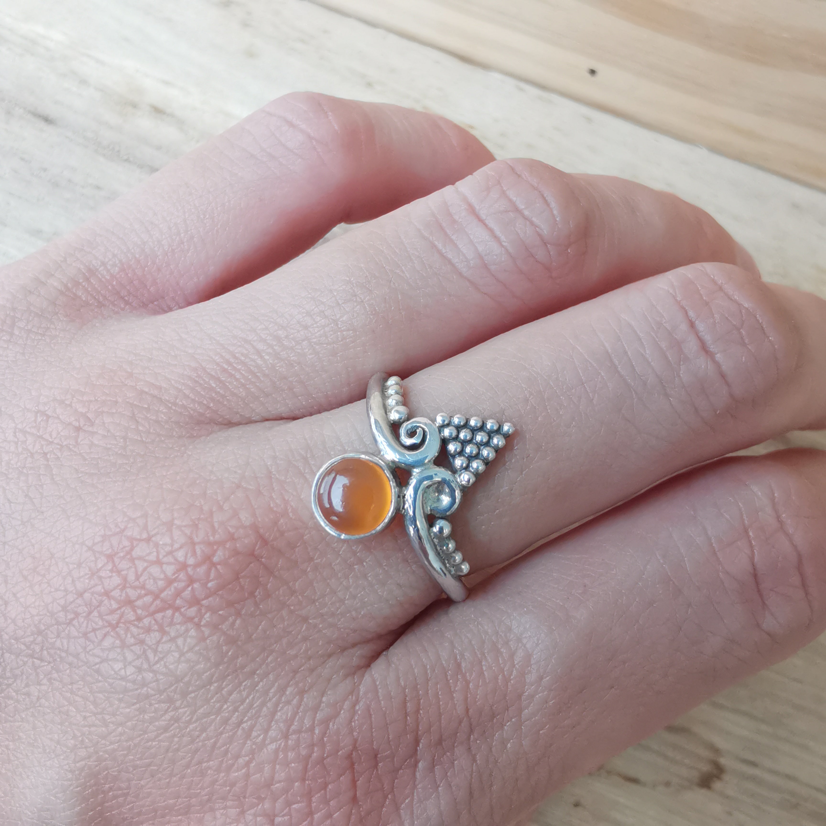 Sterling Silver 925 Dainty Rings Red Onyx & Moonstone