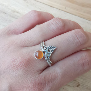Sterling Silver 925 Dainty Rings Red Onyx & Moonstone