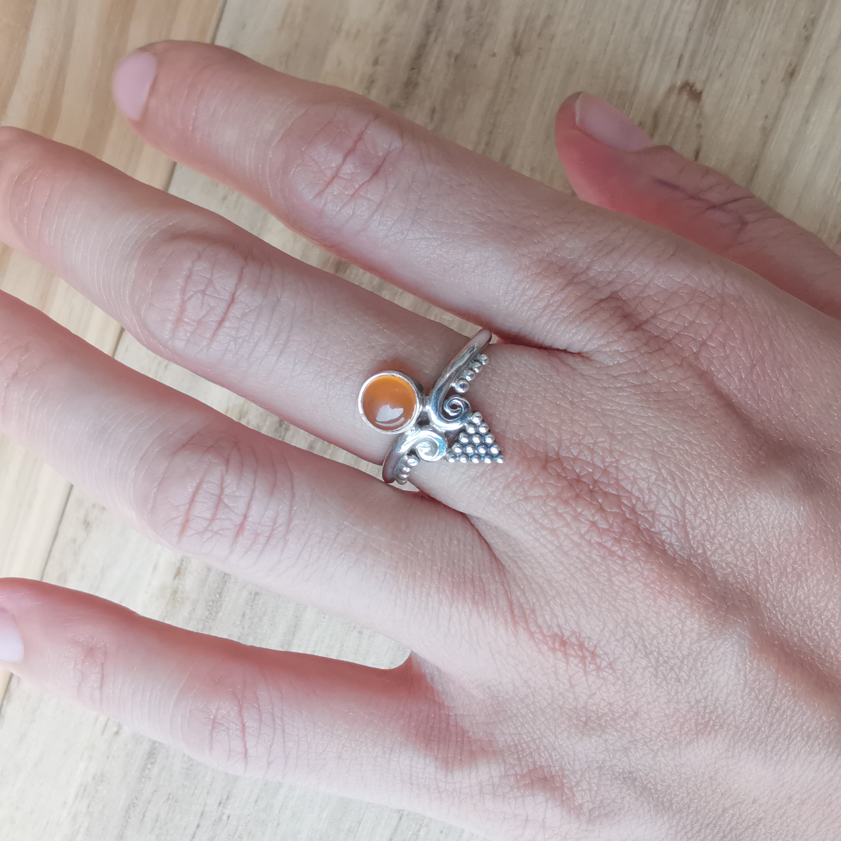 Sterling Silver 925 Dainty Rings Red Onyx & Moonstone