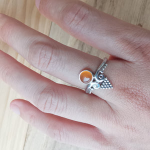 Sterling Silver 925 Dainty Rings Red Onyx & Moonstone
