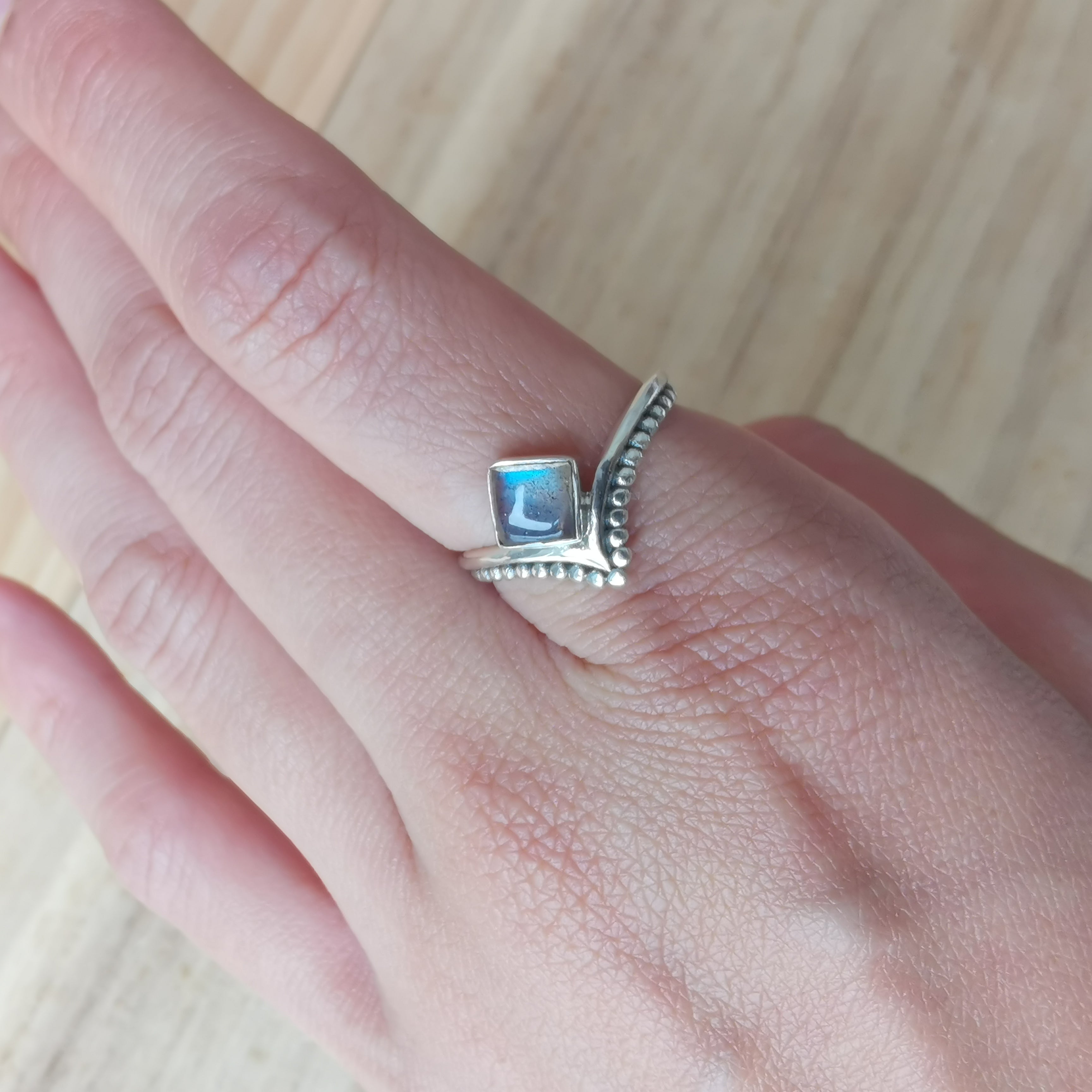Sterling Silver 925 Dainty Rings Moonstone & Labradorite