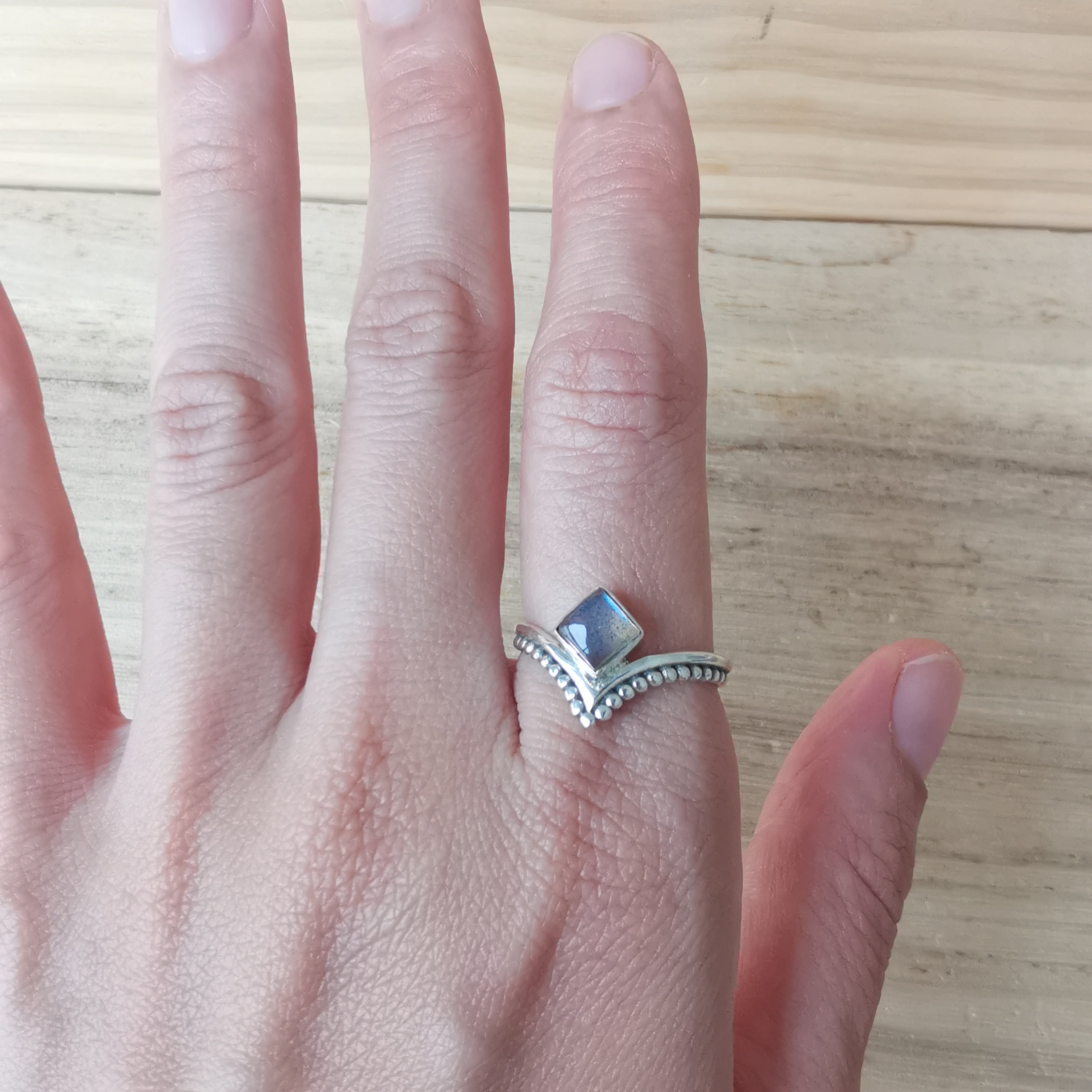 Sterling Silver 925 Dainty Rings Moonstone & Labradorite