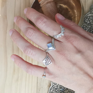 Sterling Silver 925 Dainty Rings Moonstone & Labradorite