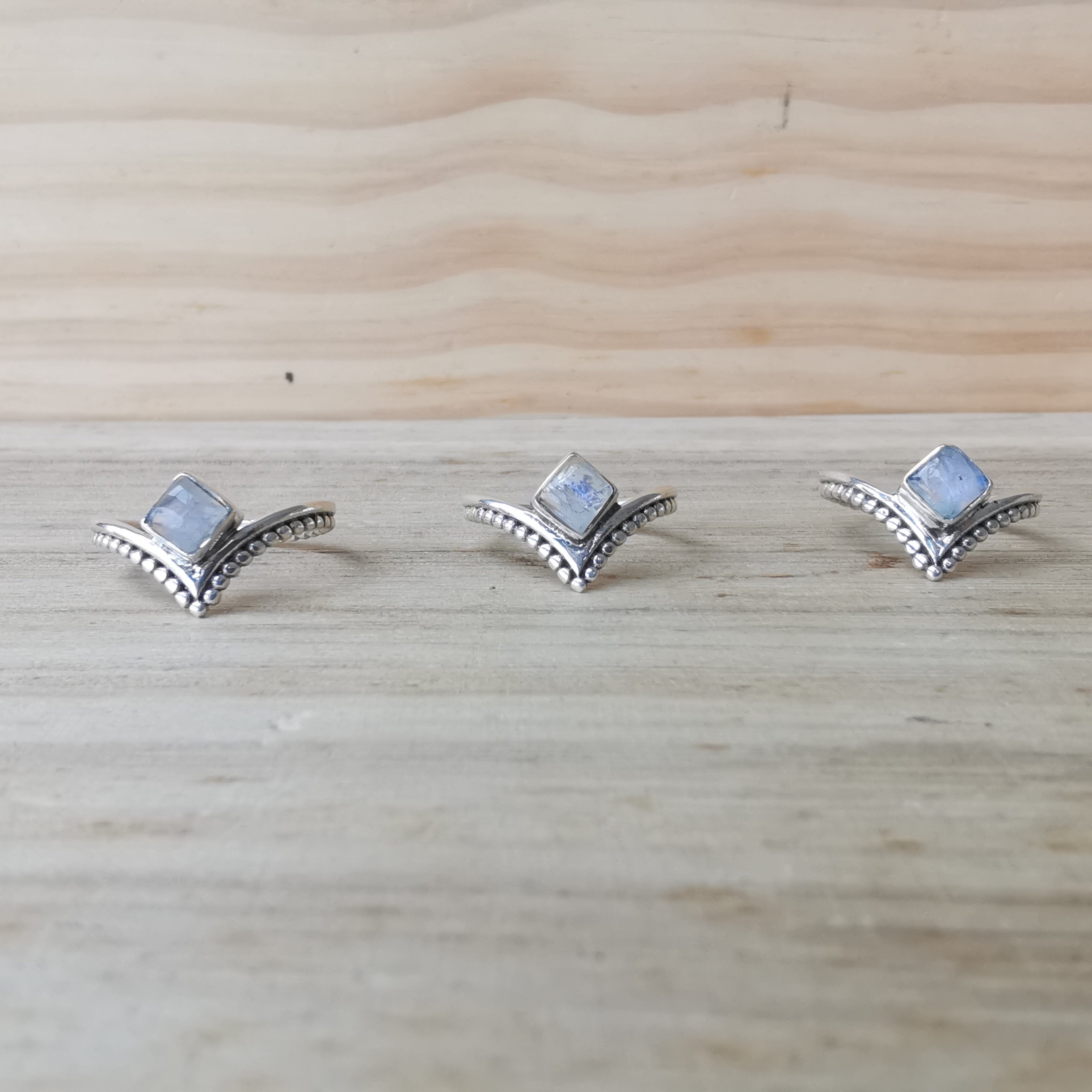 Sterling Silver 925 Dainty Rings Moonstone & Labradorite