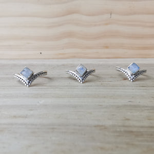 Sterling Silver 925 Dainty Rings Moonstone & Labradorite