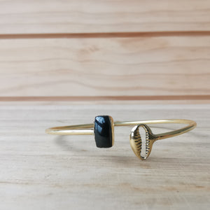 Premium Brass Bracelet Testa Black Onyx & Turquoise