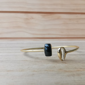 Premium Brass Bracelet Testa Black Onyx & Turquoise