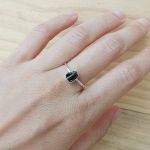 Sterling Silver Rings Raw Black Tourmaline