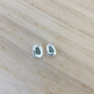 Sterling Silver 925 Studs Earrings Raw Aquamarine