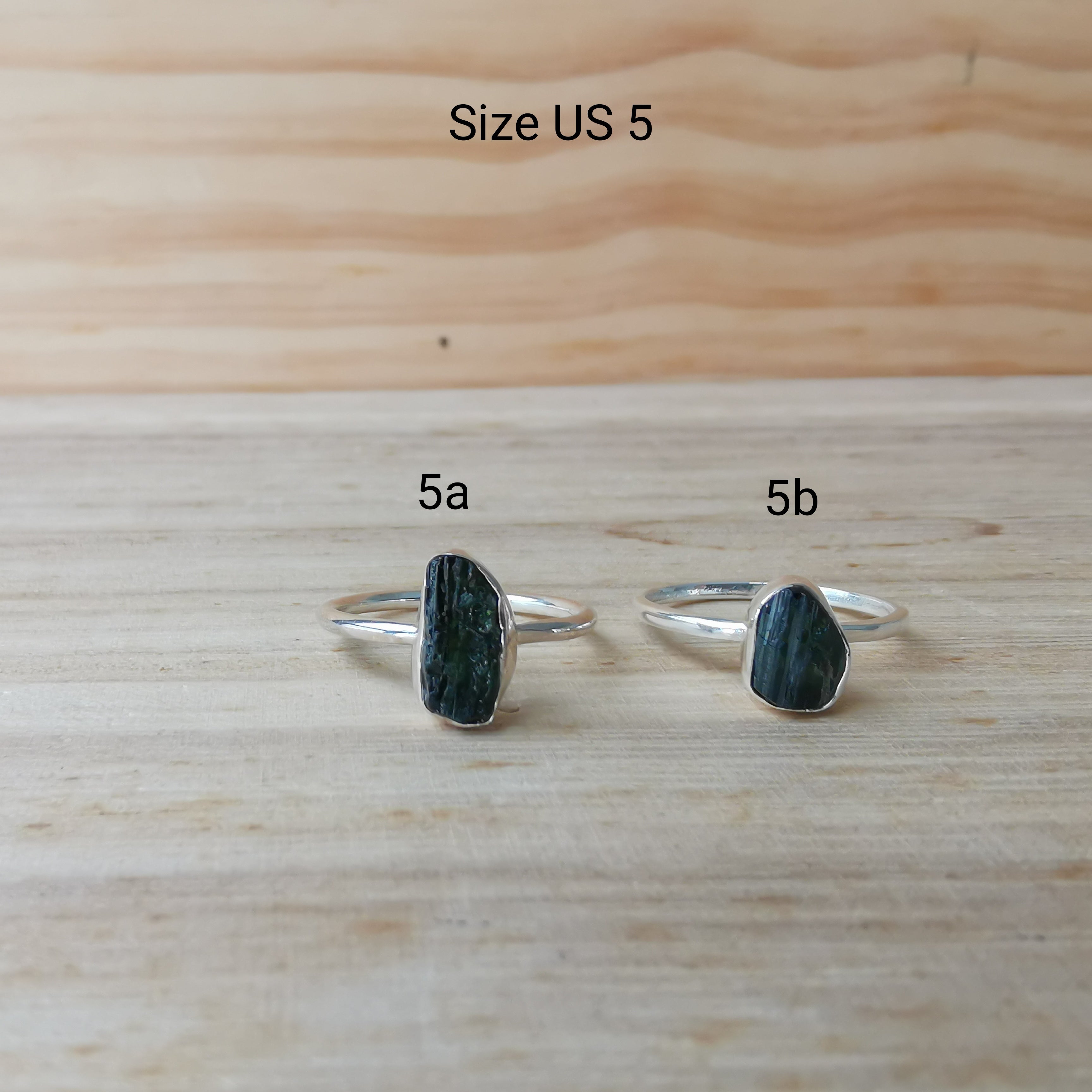 Sterling Silver Rings Raw Black Tourmaline