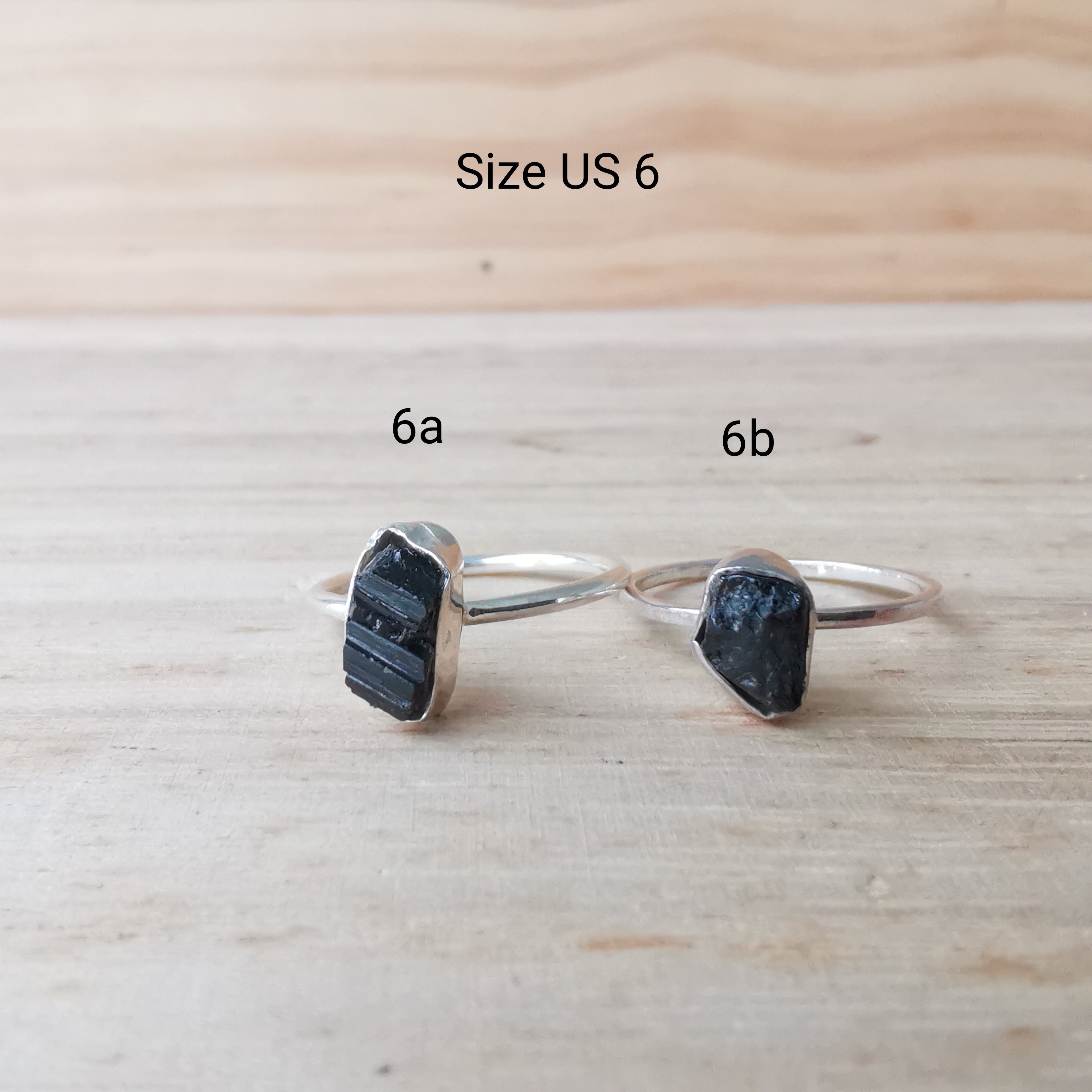 Sterling Silver Rings Raw Black Tourmaline